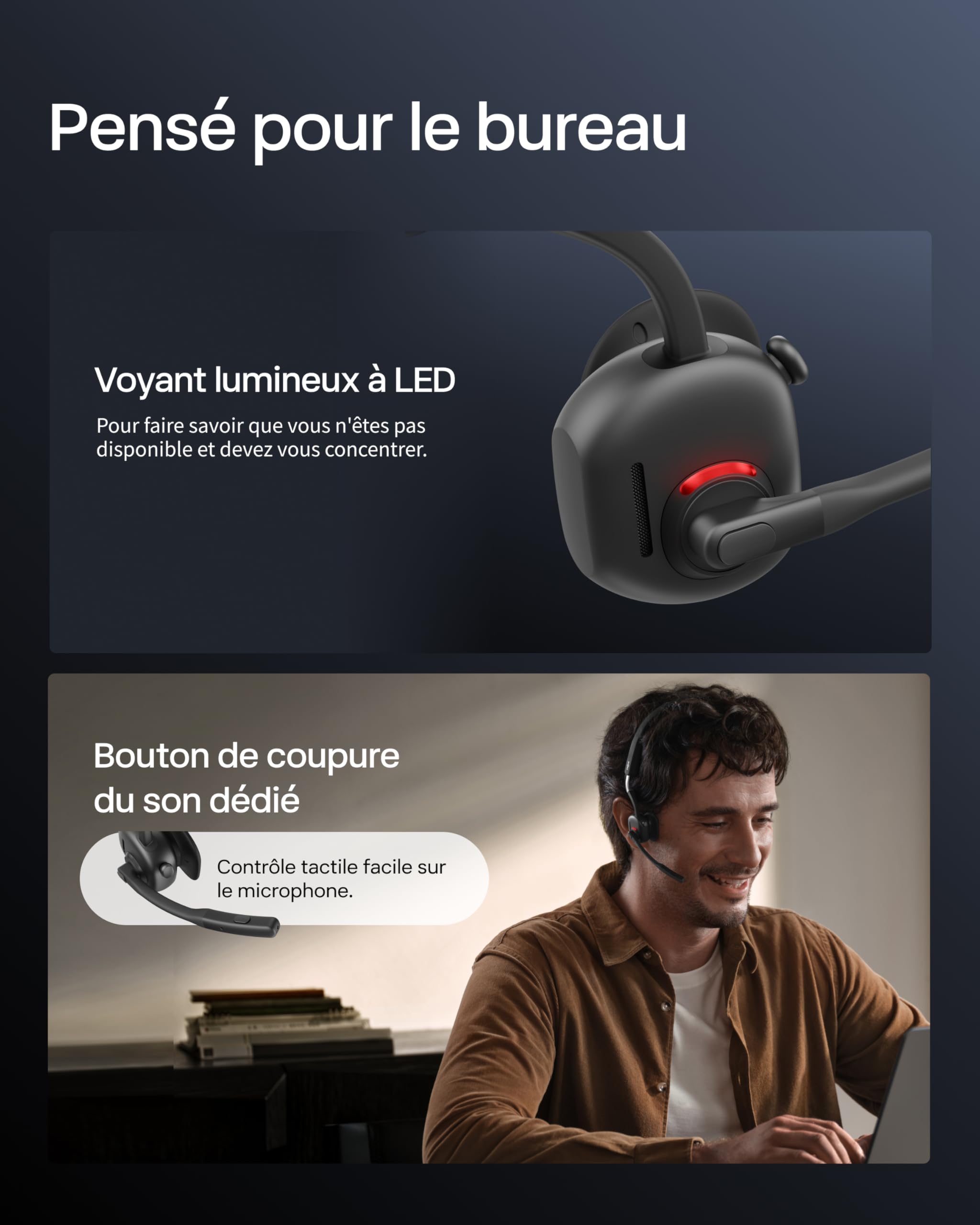 SHOKZ OpenMeet Casque à Conduction osseuse, autonomie 15 h d’autonomie