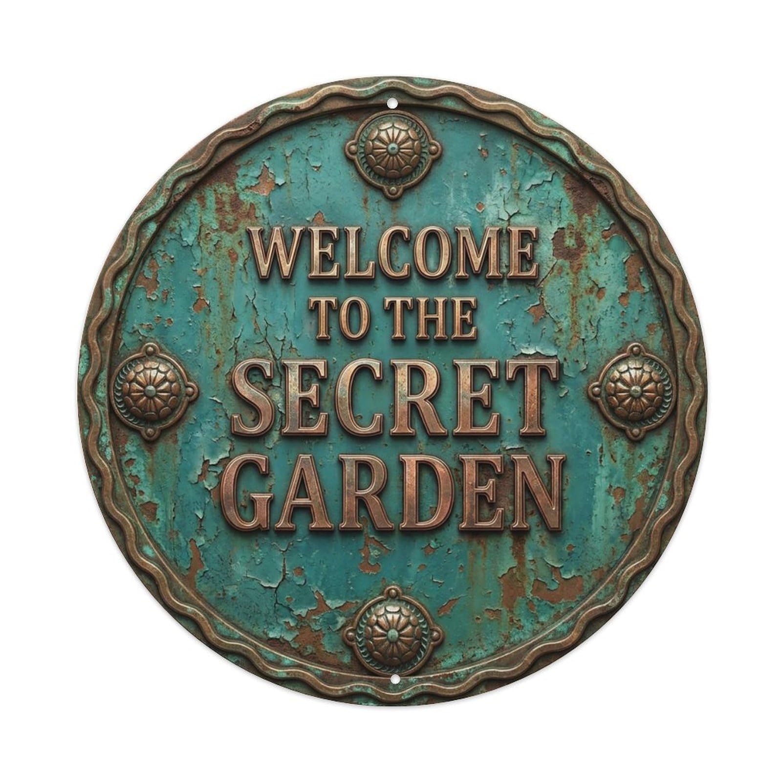 Vintage Welcome Secret Garden Heirloom Metal Tin Sign