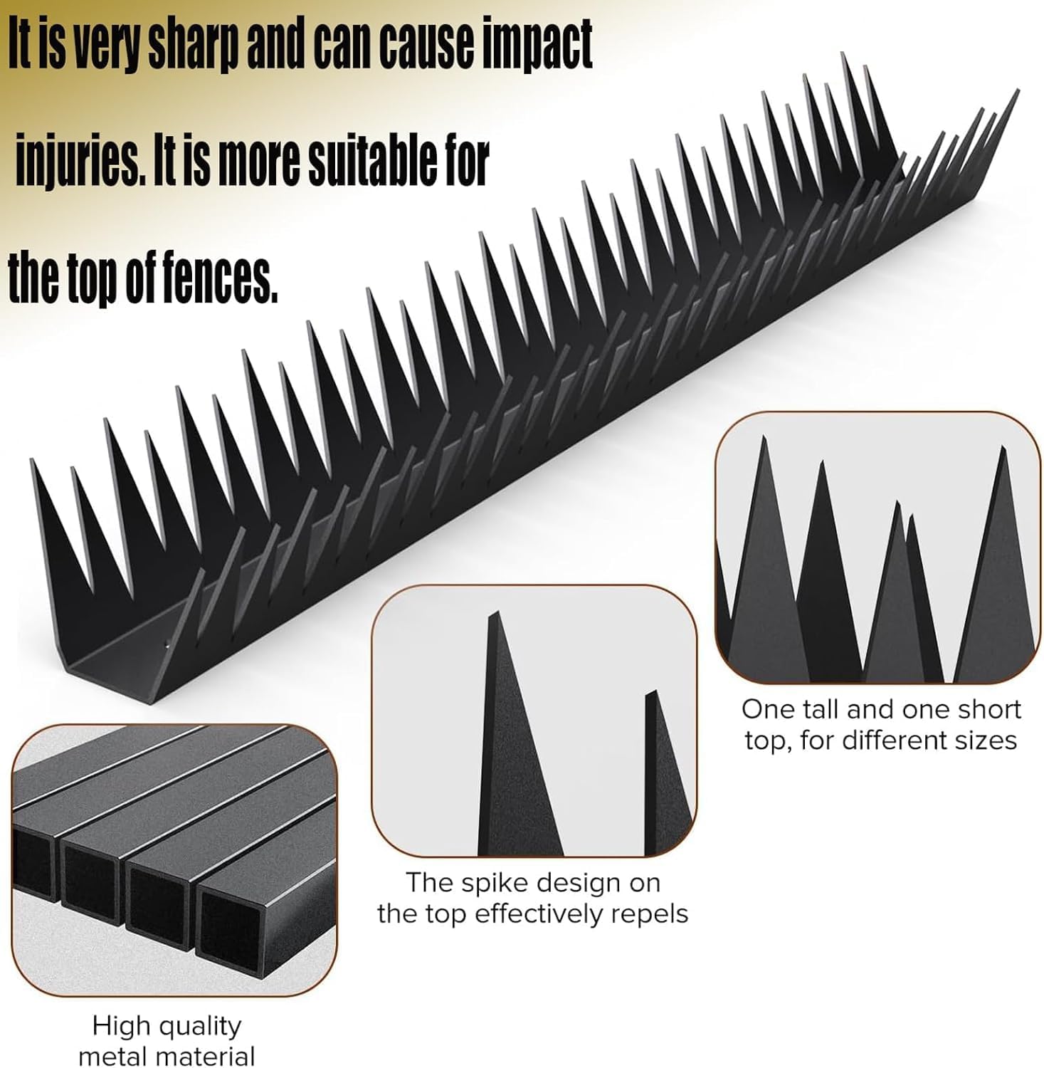 Anti Climb Security Spikes for Outdoor Walls，Intruder, Thief, and Animal Deterrent Spikes, Suitable for Home and Garden Fences, Fits Various Lengths - Heavy Duty. (A 12PCS Total Length: 188.9 in)