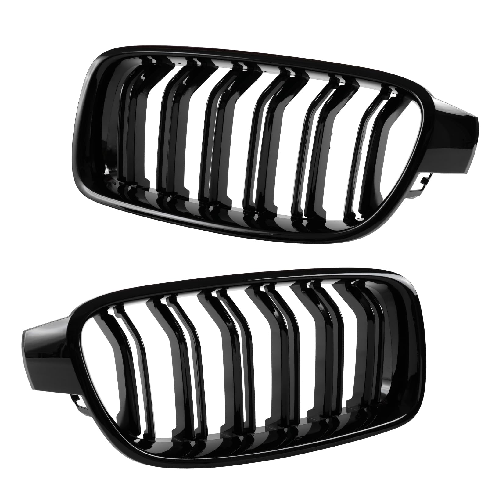 F30 Griglie Anteriori Nere Lucide, Doppio Rene Frontale per BMW Serie 3 F30 F31 F35 2012-2018 (For 3er F30 2012-2018)