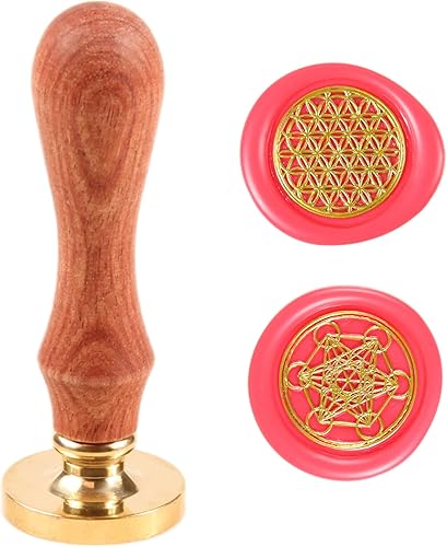 Miniatura 6 de Kit de sellos de cera de 18 piezas geometría sagrada juego de sellos de cera que incluye un pequeño mini joyero de cofre del tesoro 2 cabezales de