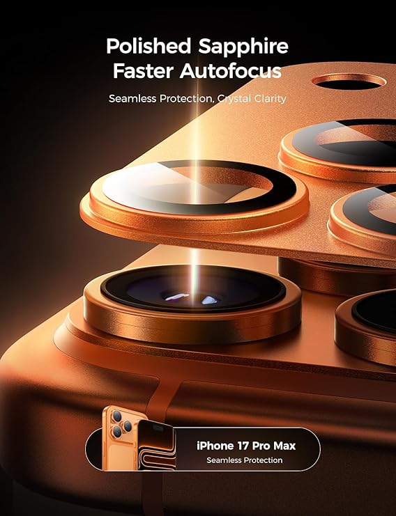 MAGIC JOHN 2 Pack Camera Lens Protector for iPhone 17 Pro Max 6.9,Orange