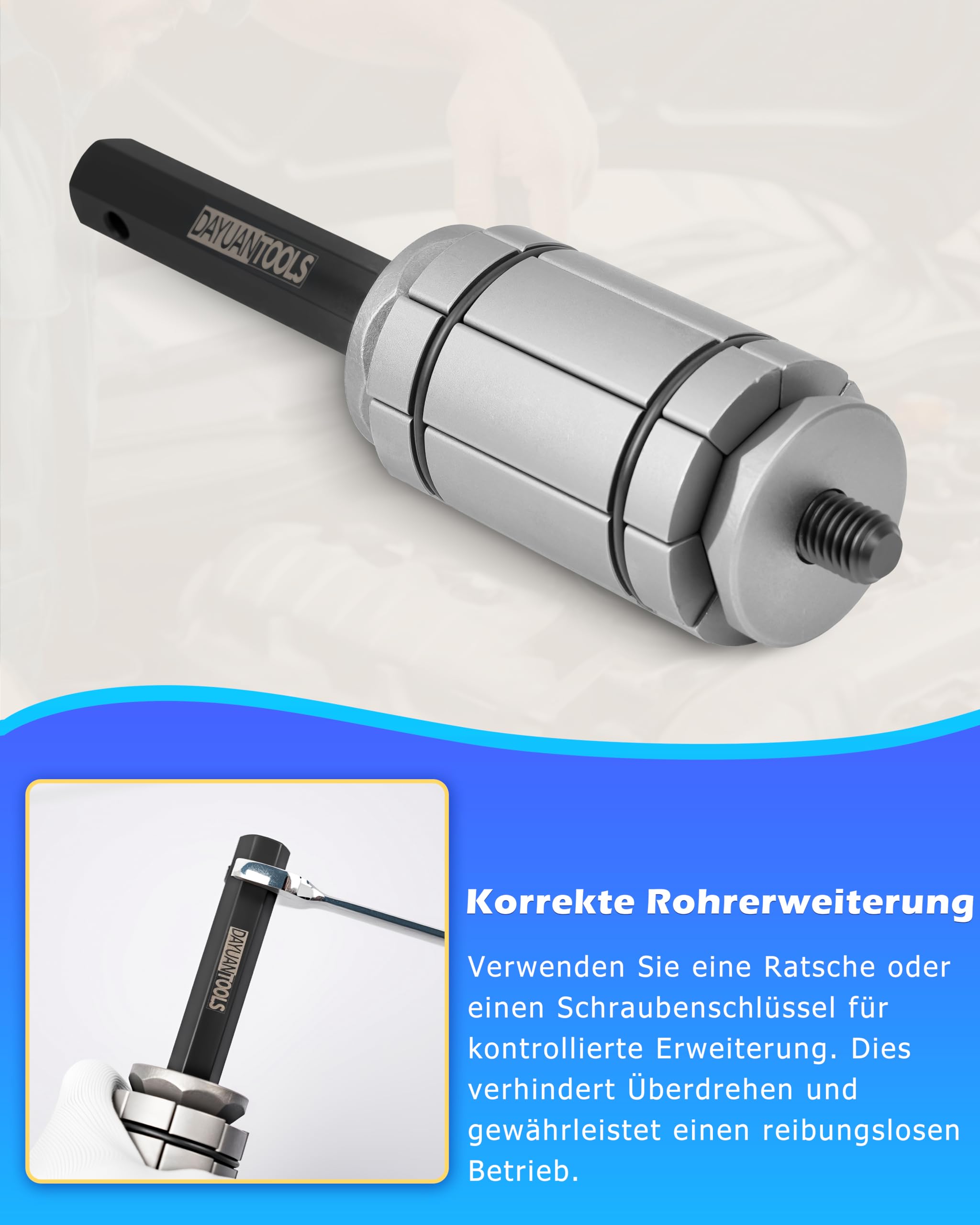 DAYUAN 3 TLG 1-1/8" bis 3-1/2" Universal Auspuffrohr-Expander | Auspuff Rohrweiter Set Rohraufweiter für Auspuffrohr Ø 29 bis 89 mm, Aufweiter für Auspuffrohre,hochwertigem Kohlenstoffstahl