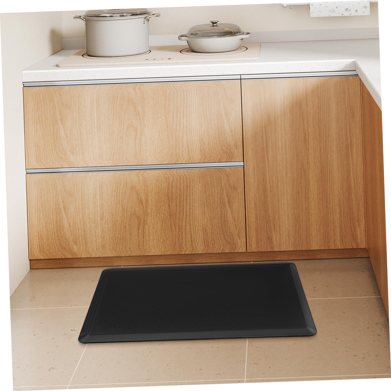 Gatuida Tappetino Anti-fatica per Cucina e Sala Relax, Cuscino Pavimento in Schiuma e Pvc Nero 44x71x1,2 Cm, Facile da Pulire per Comfort e Riduzione Affaticamento