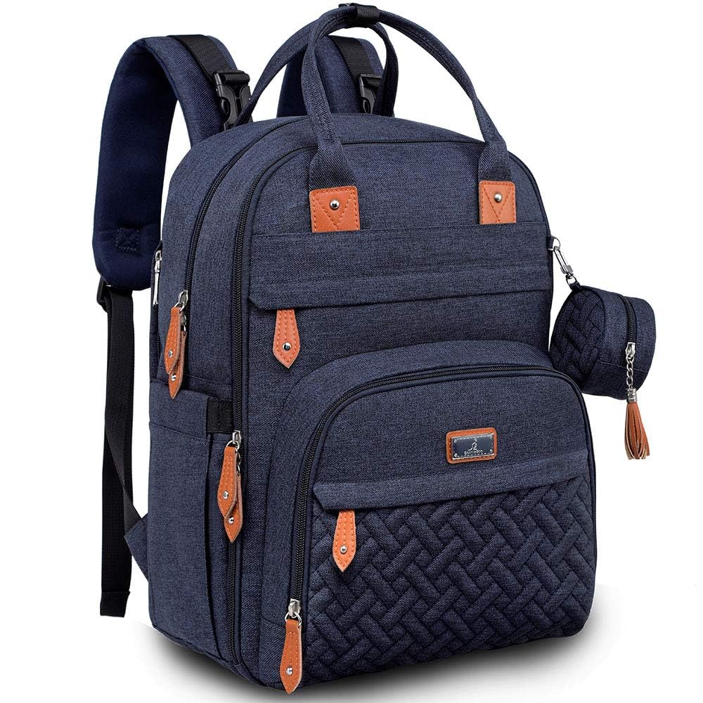 BabbleRoo Zaino per pannolini con fasciatoio per neonati, unisex, grande capacità, borsa multifunzione, impermeabile, da viaggio con custodia per ciuccio staccabile