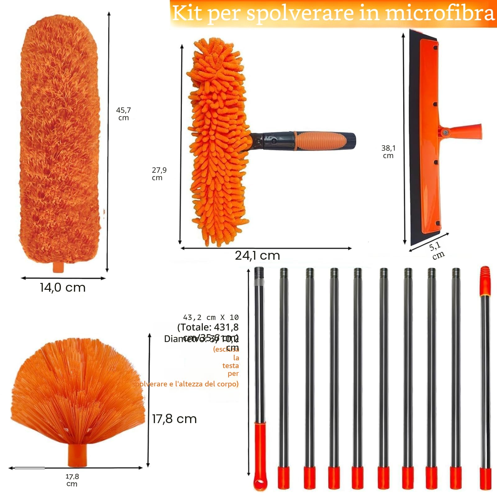 Spolverino per Polvere Allungabile 6m,con Asta Telescopica Regolabile da 1,5 a 4,9 m, Cattura-Polvere Telescopico In Microfibra, Scopa Polvere Pulizia Ventilatori Soffitto, Tapparelle, Ragnatela