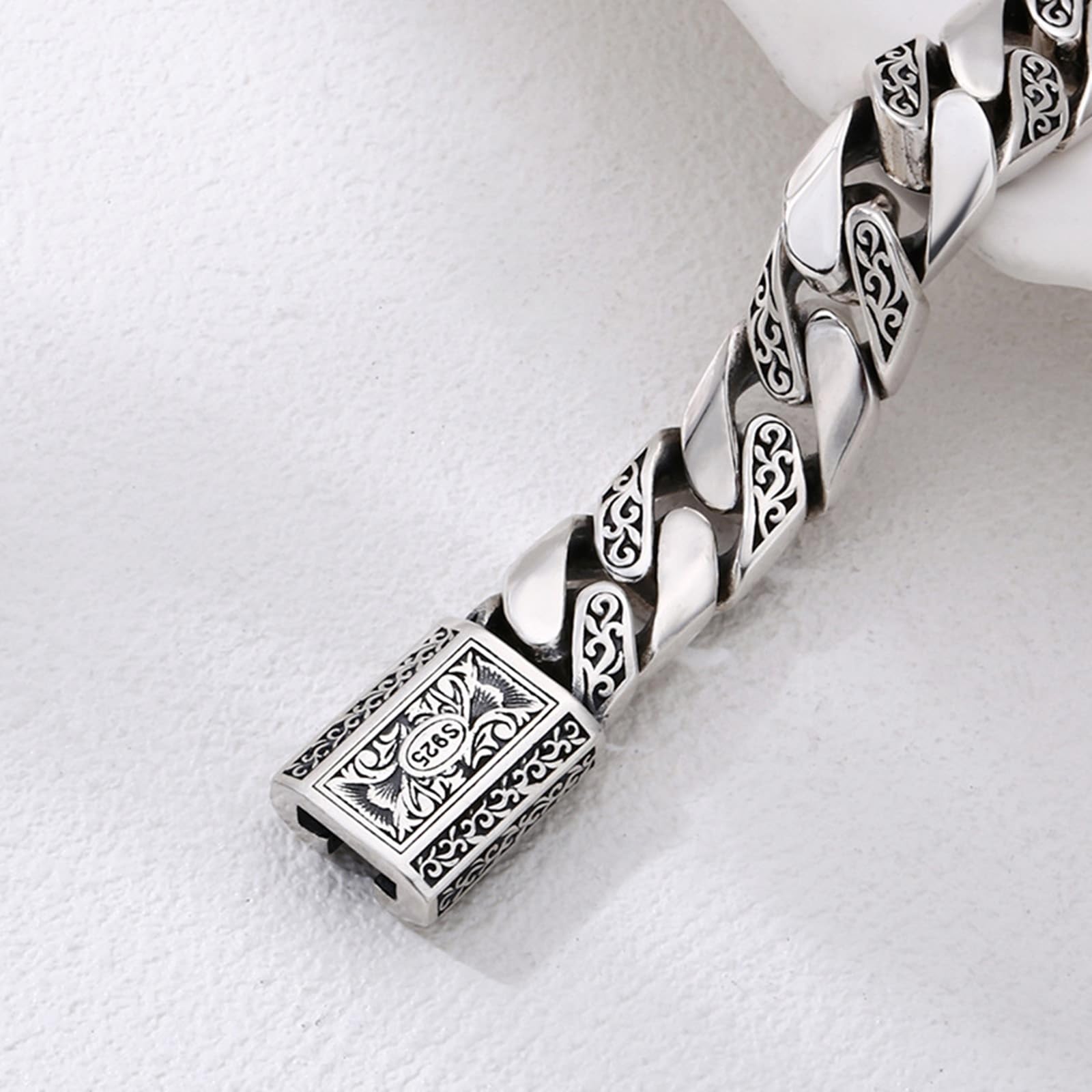 Echter 925er Silber Herren Armbänder Kubanerkette Weinstock