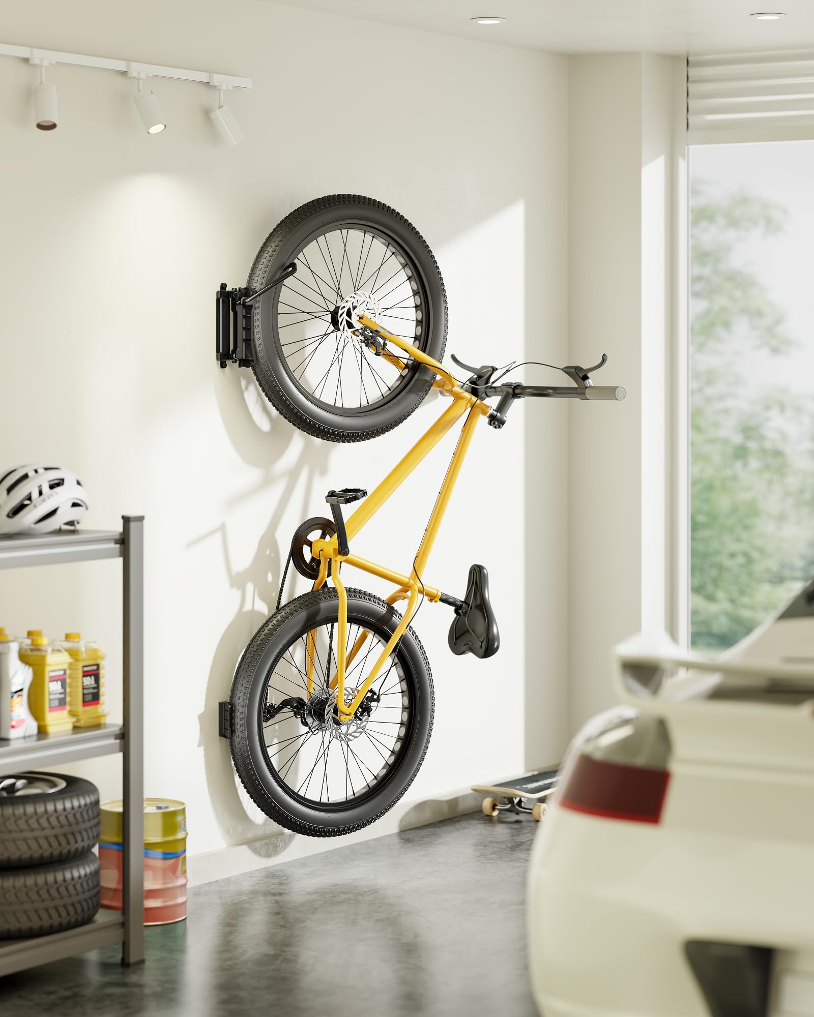 monTEK Fahrrad-Wandhalterung für 11,4 cm Reifenbreite, schwenkbarer Fahrrad-Wandaufhänger, hält bis zu 35 kg, platzsparender Fahrradständer, Garage, robuste Fahrradaufbewahrung für Schlafzimmer