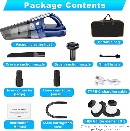 Miniatura 6 de Aspiradora de mano inalámbrica Mini aspiradora portátil recargable para automóvil con 11000 PA potente succión para el hogar y la oficina