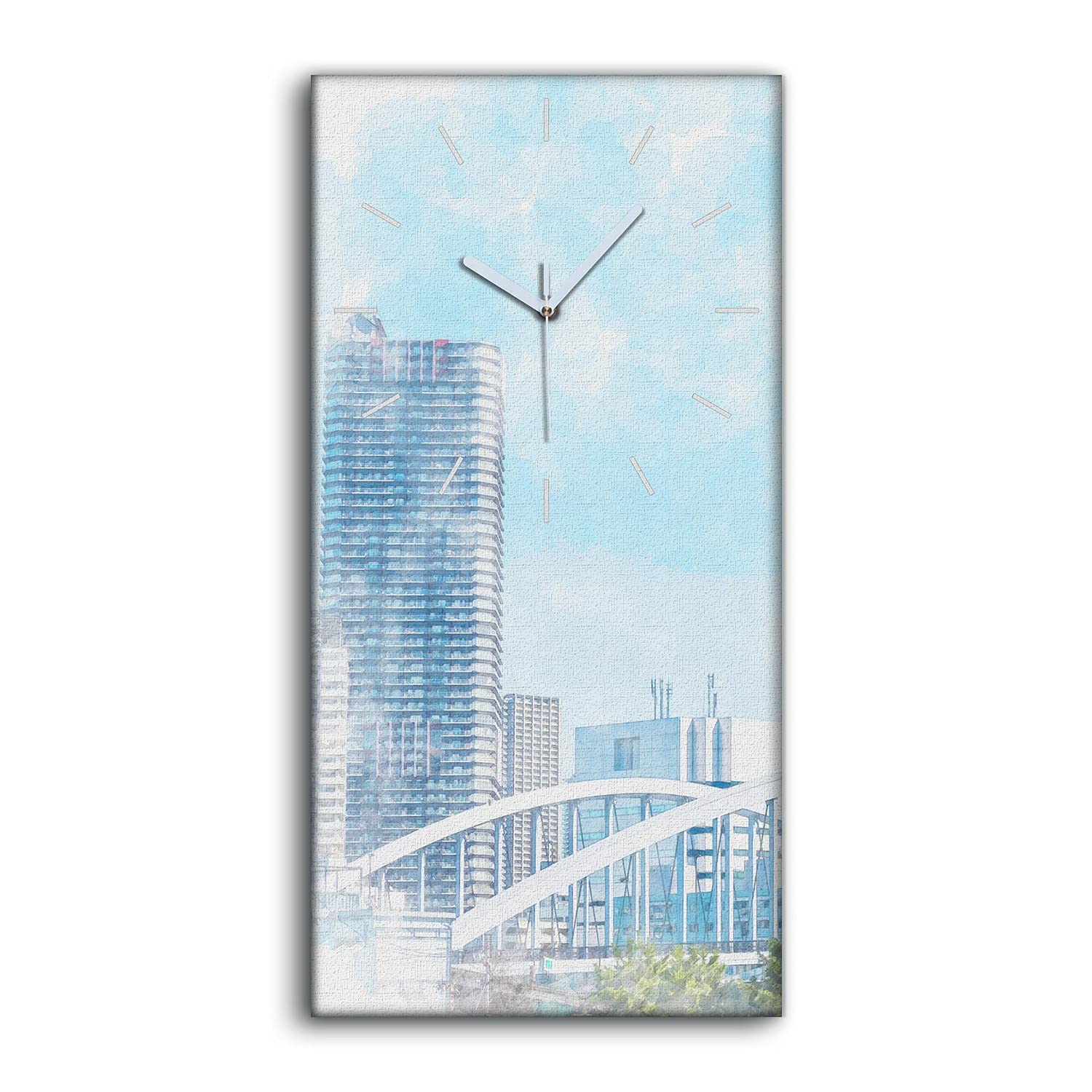 Horloge sur Toile Dessin Tokyo 30x60cm | Idée Cadeau Art Moderne Original