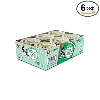 Nongshim Soon Cup Noodle Soup, Veggie, 2.6 Ounce (Pack of 6)