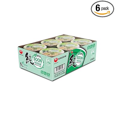 Nongshim Soon Cup Noodle Soup, Veggie, 2.6 Ounce (Pack of 6)