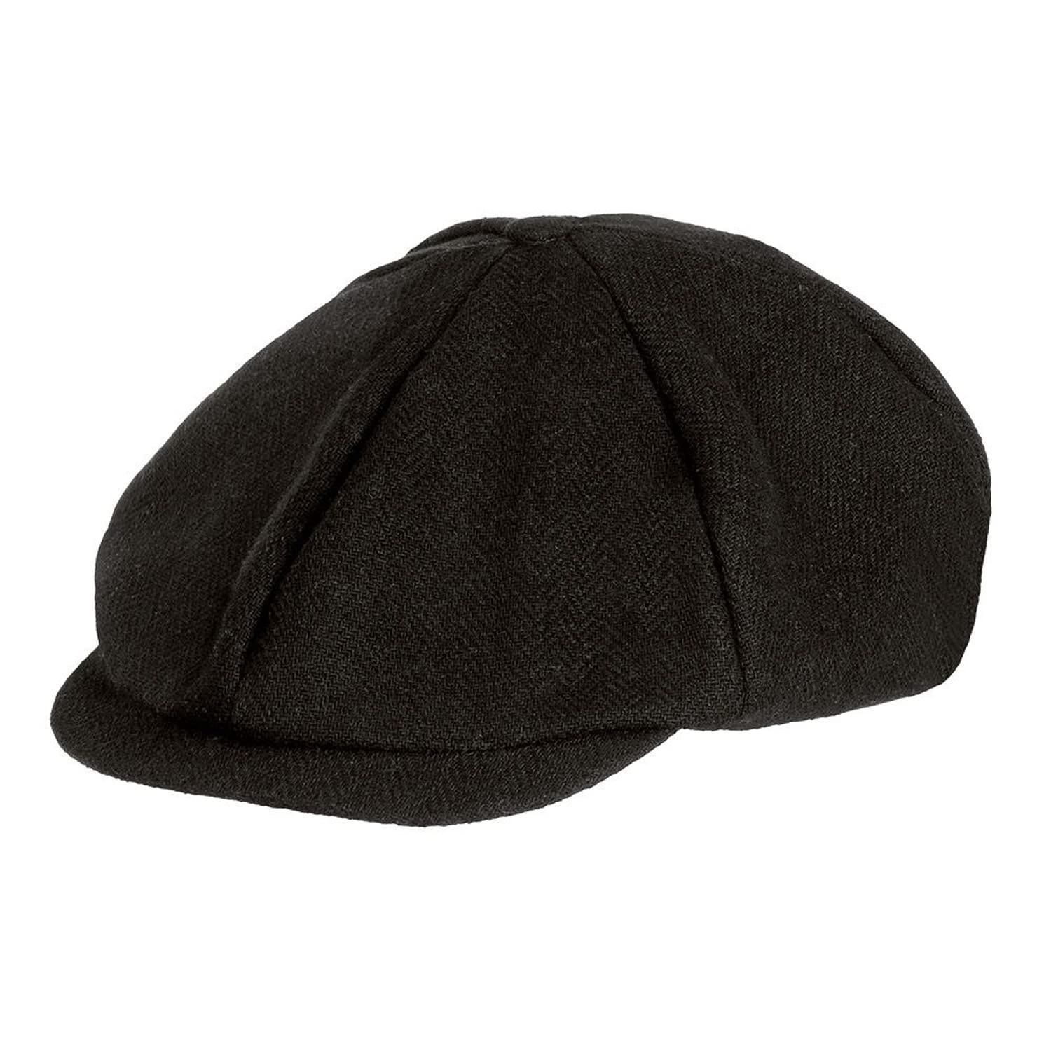 Boland 33024 Birmingham Hat, Black, Peaked Cap, English, Fabric with Herringbone Pattern, Costume, Carnival, Theme Party