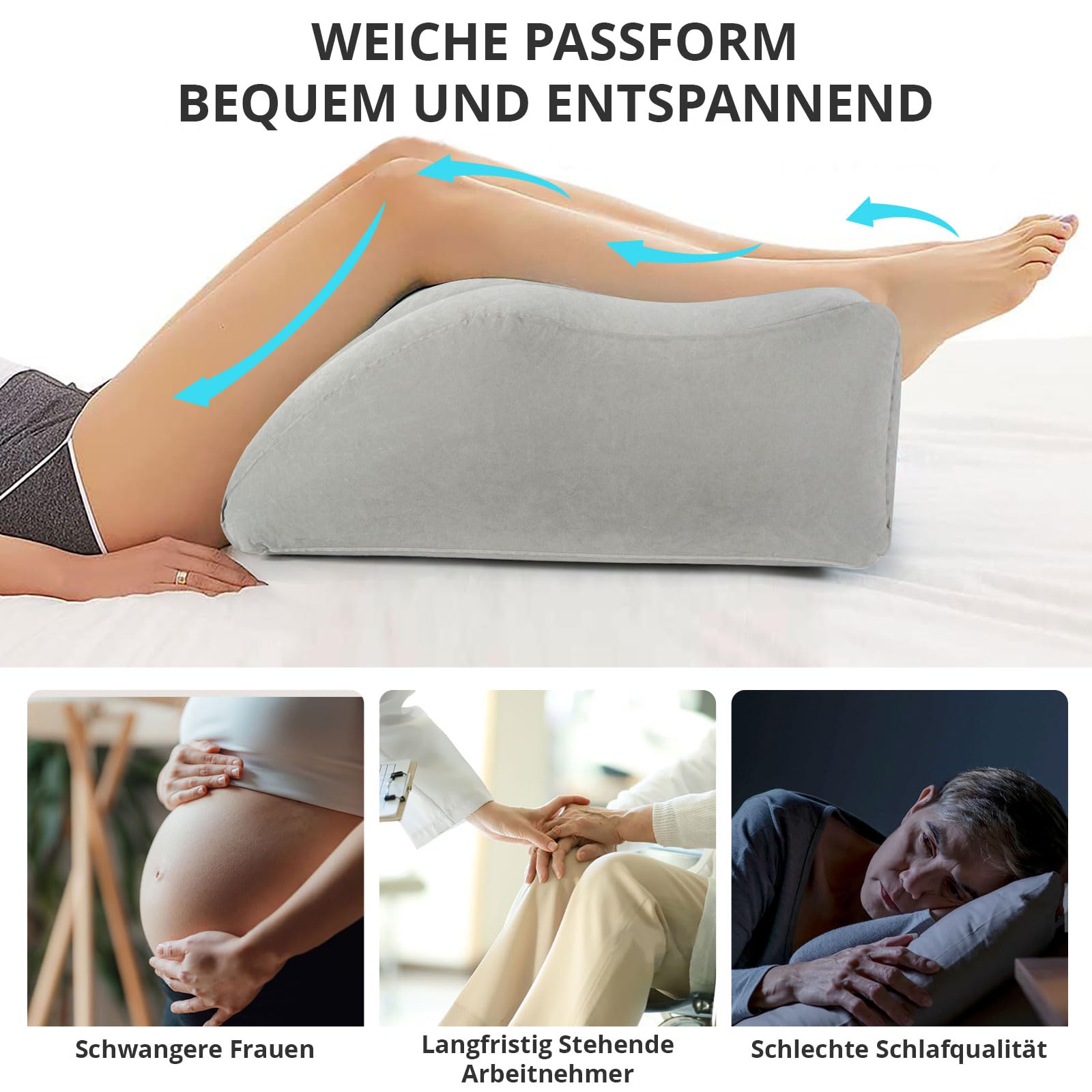 Beenverhogingskussen, opblaasbaar voetrustkussen, draagbaar en zacht