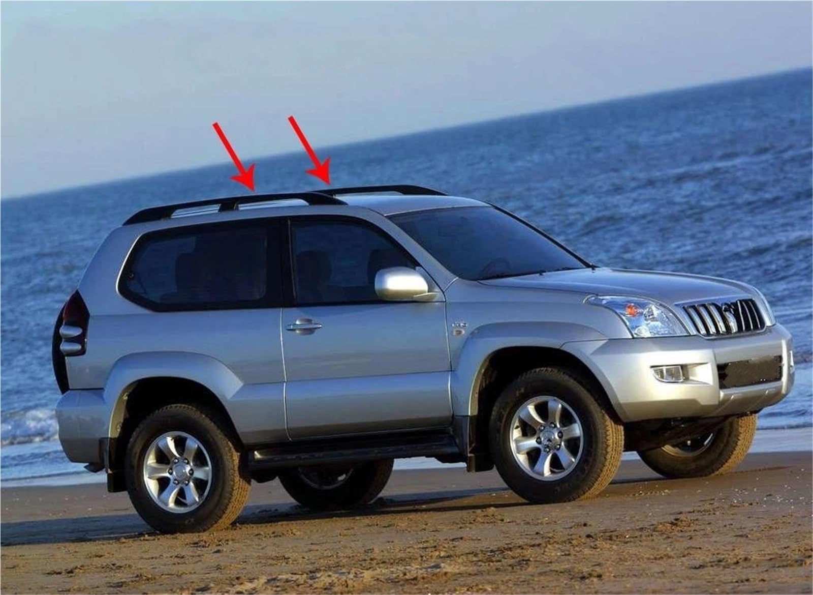 Barras Techo Coche Barra De Techo, Riel, Portaequipajes para Toyota para Land para Cruiser para Prado 120 Corto 3 Puertas 2003 2004 2005 2006 2007 2008 2009 Techo Portaequipajes