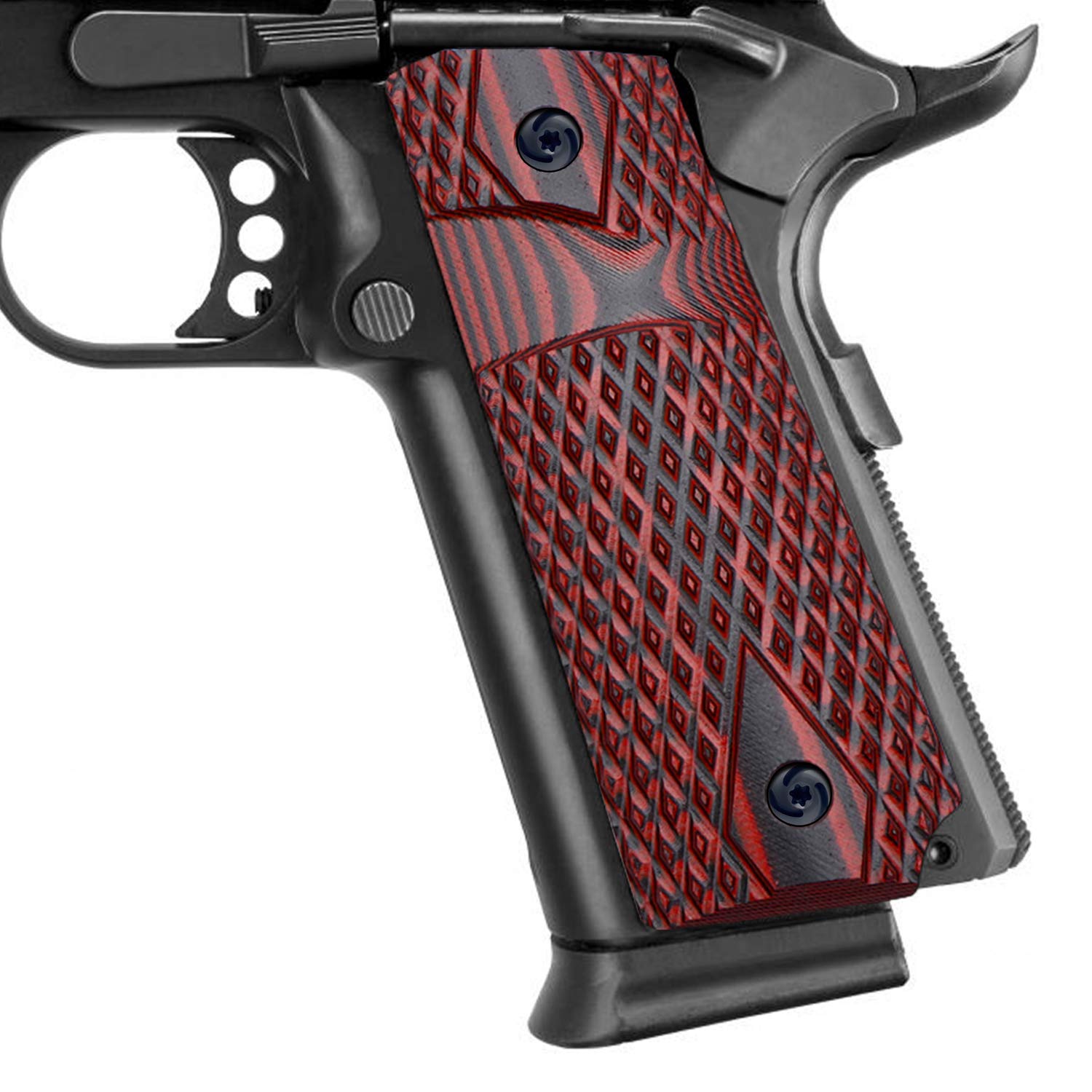 Guuun 1911 Slim Grips G10 Full Size Ambi Safety Cut Big Scoop Diamond Texture