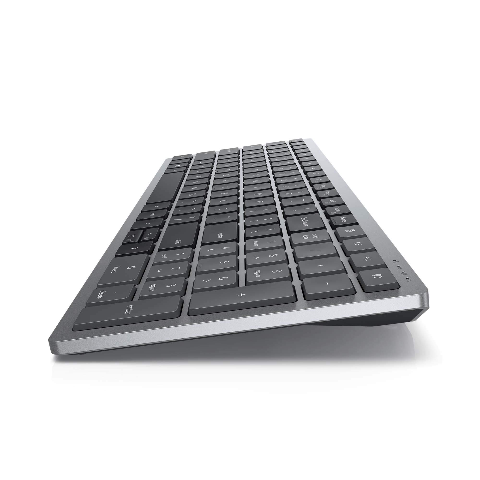 Dell KM7120W Draadloos Toetsenbord en Muis – Multi-Device, Bluetooth 5.0 & USB, 7-Knoppen Muis, 4000 DPI, Stil Typen, Compact, Ergonomisch, Titaniumgrijs