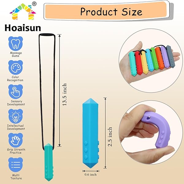 Sensory Chew Necklace Buddy 8 Pack, Diamond Shape Chew Toys for Autistic Children with ADHD, SPD, Biting, Silicone Teething Necklace Chewy Toys for Autism Reduce Chewing Anxiety Fidget - 4