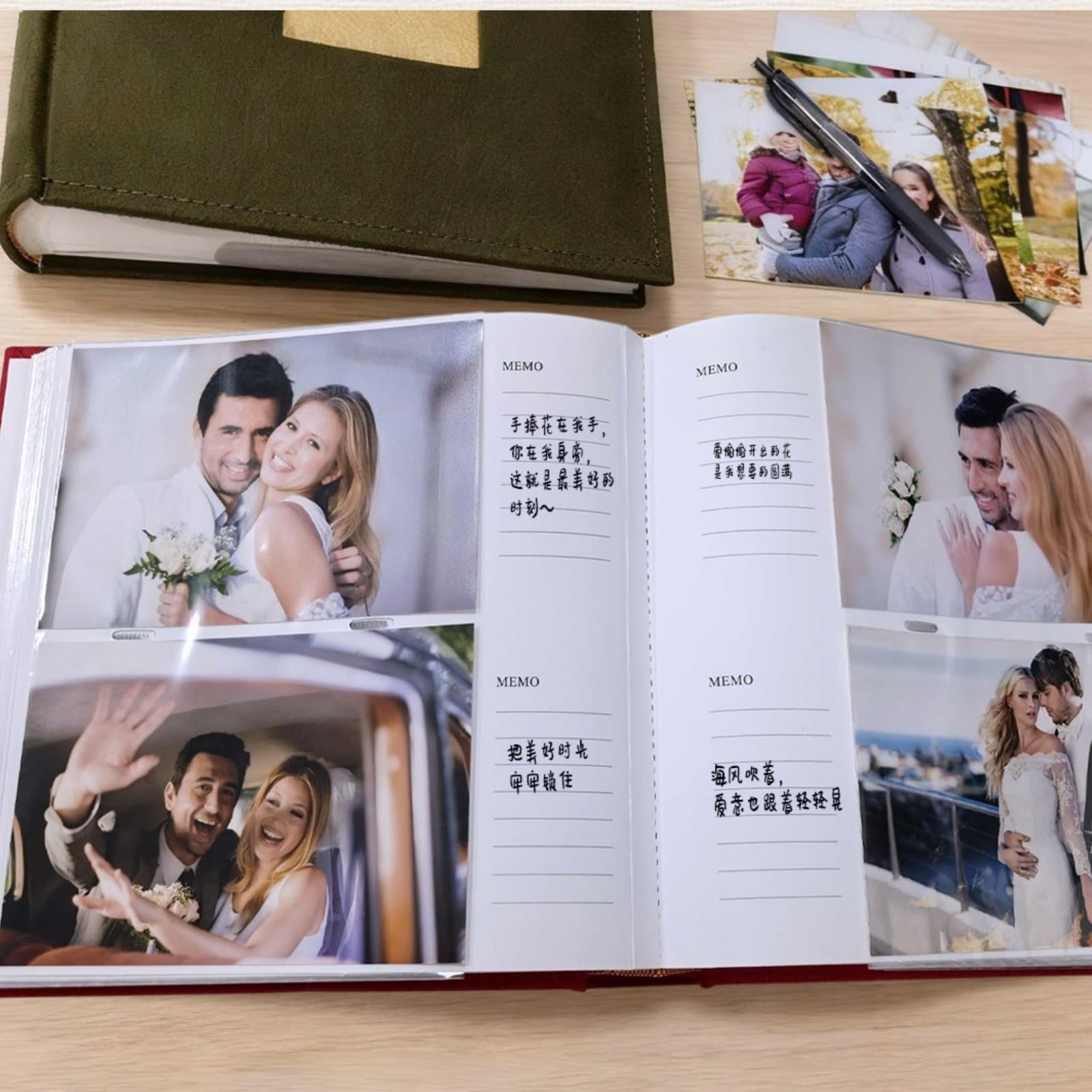 1 Stück Fotoalbum Einsteckalbum für 200 Fotos (10x15 cm), Einstecken Einsteckalbum,Die Memo-Einsteckalben,Ideal für Familie, Hochzeiten, Reisen & Baby-Erinnerungen (Rot)