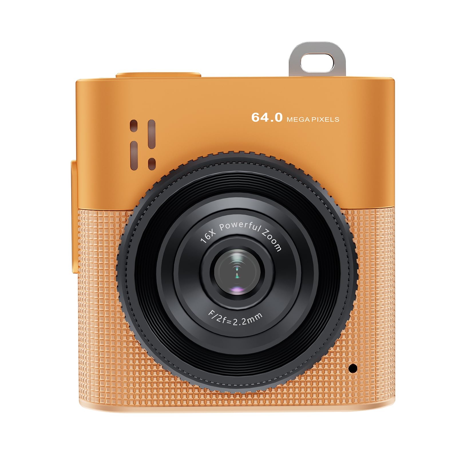 64MP 2.5K UHD Digital Camera Necklace, 1.4 Inch Screen with 16x Digital Zoom 11 Filters Photo Video Slow Motion Time Lapse, for Travel Vlog Everyday Use (Orange)-image-20