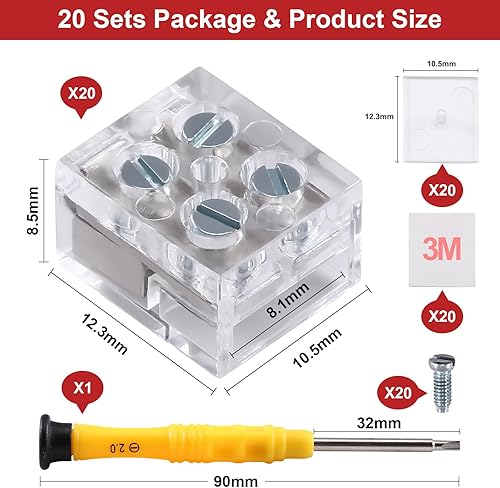 Miniatura 3 de Paquete de 20 conectores de tira LED de 0.315 pulgadas y 2 pines, conectores de cinta LED, conector LED mazorca, conectores sin soldadura de tira a