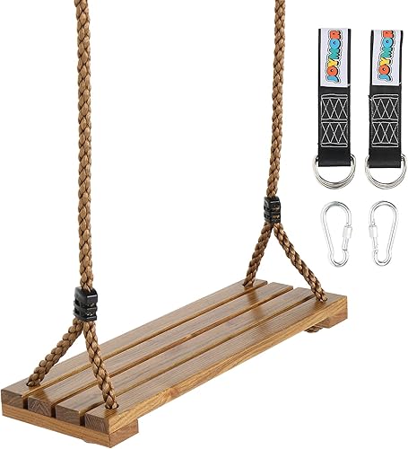 JOMOR - Asiento de columpio de madera mejorado con cuerda de polietileno ajustable de 6.6 pies a 11.8 pies, asiento de columpio de árbol colgante disponible en Yaxa Colombia