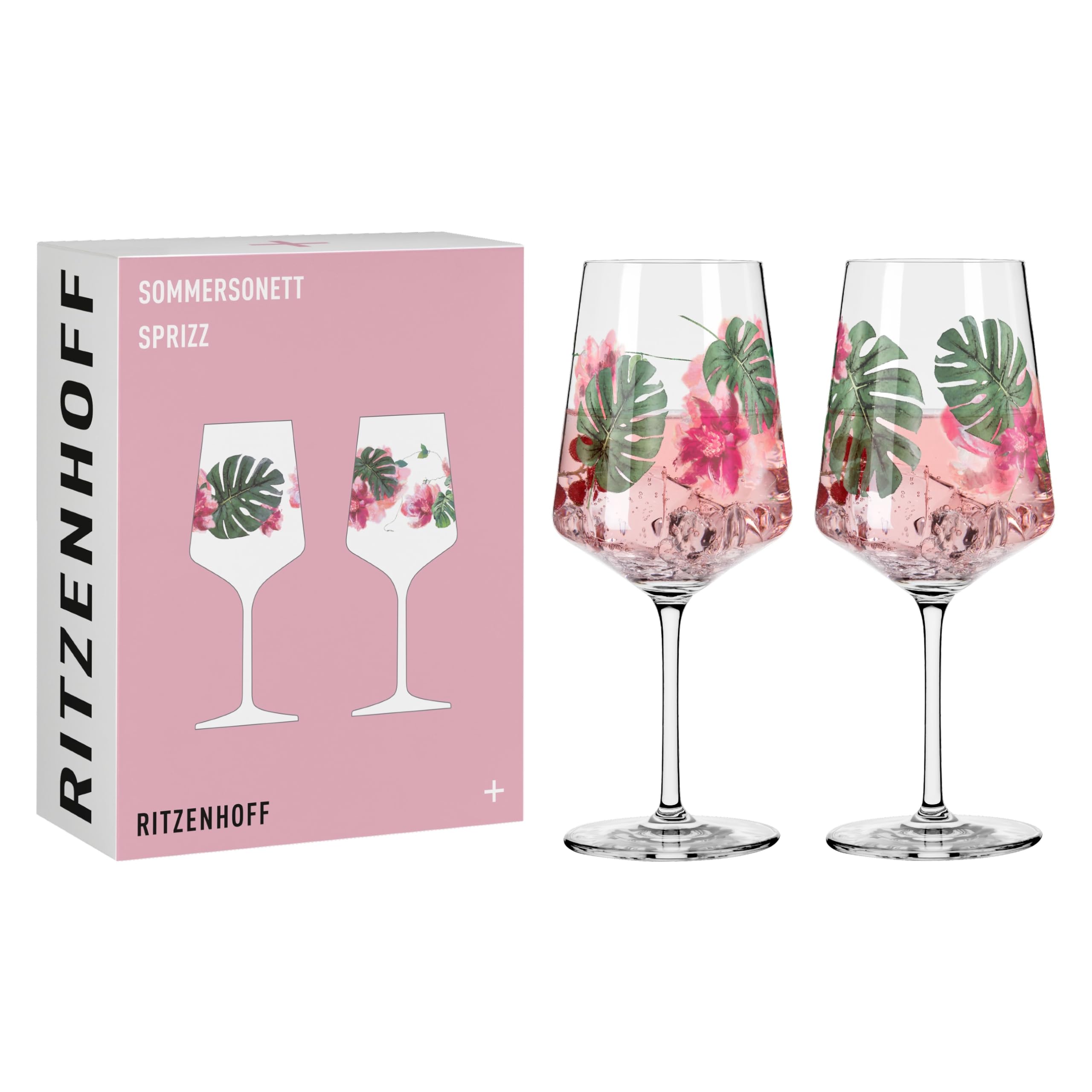 RITZENHOFF Summer Sonett No. 1 6011001 Aperitif Glass 500 ml Set of 2 Flower Motif Made in Germany