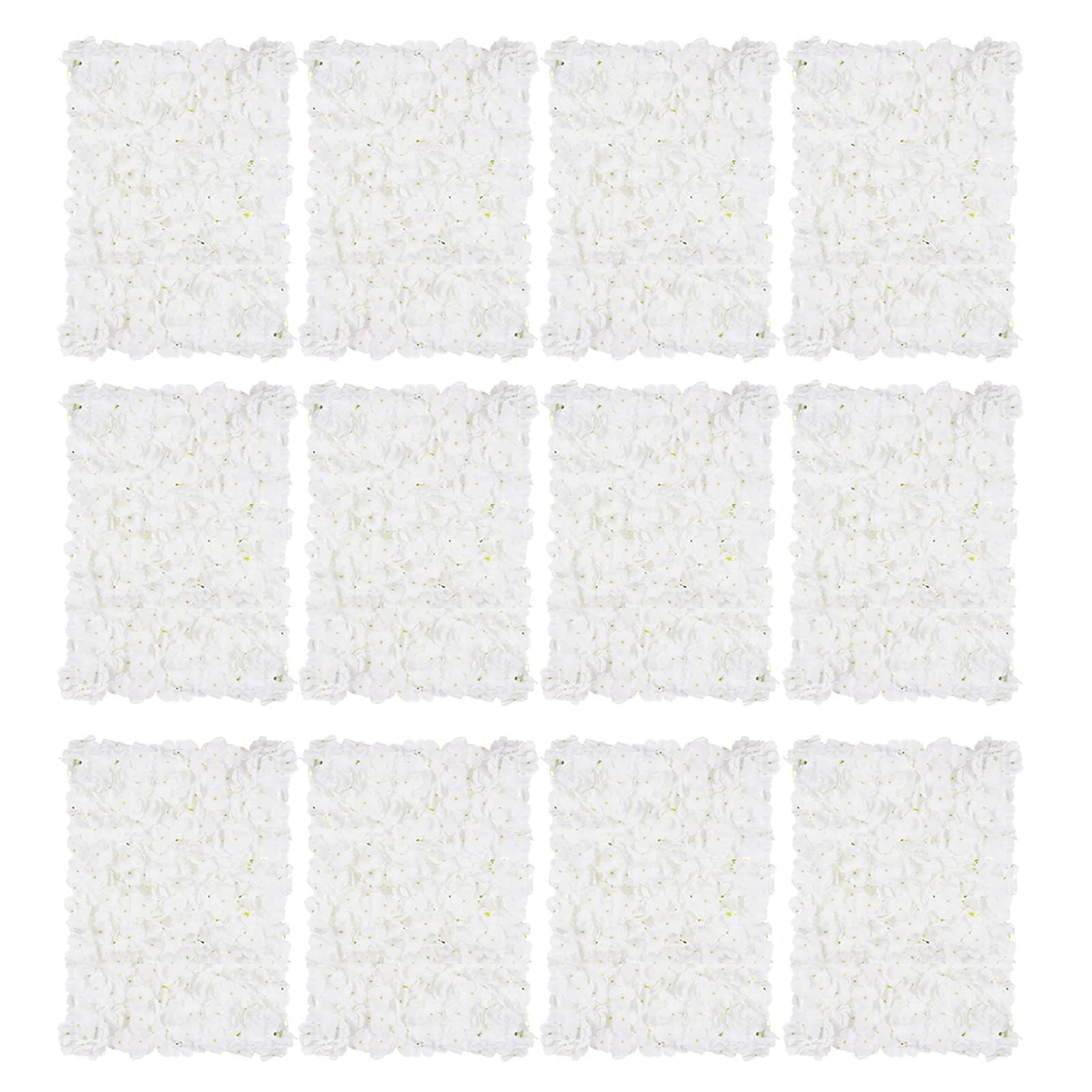BLOSMON Flower Wall Panels Backdrop Décor White Artificial Floral Backdrop for Wedding Party Baby Bridal Shower, 12 Pcs Hanging 3D Fake Hydrangea Wall