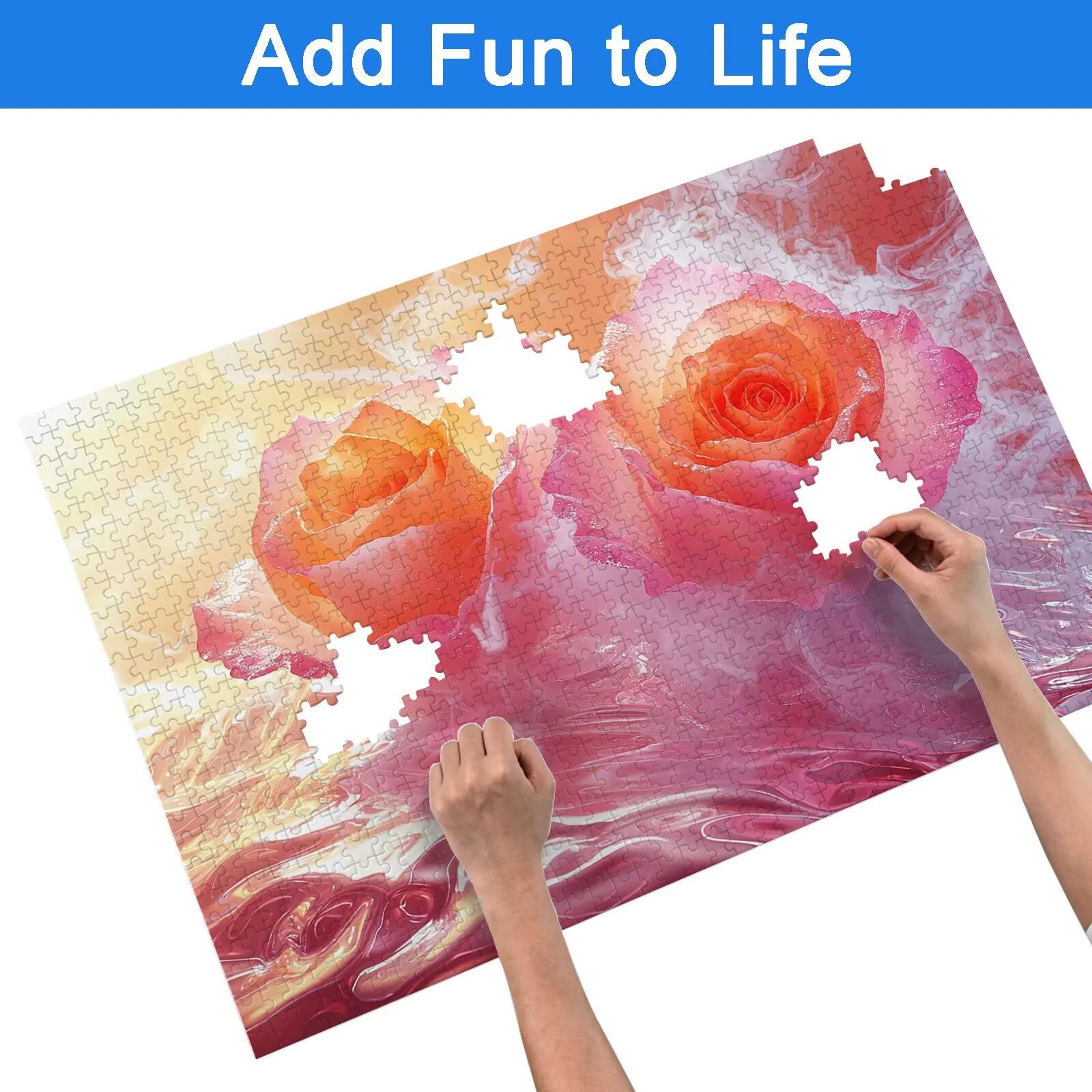 Puzzle 1500 Pièces Rose, Puzzle 1500 Pièces Adultes et Enfants, Puzzles Bois avec Une Boîte d'emballage Exquise, Jeu Éducatif Puzzles Fleurs, Decoration Maison, Cadeau Femme, Cadeau Homme, -8281