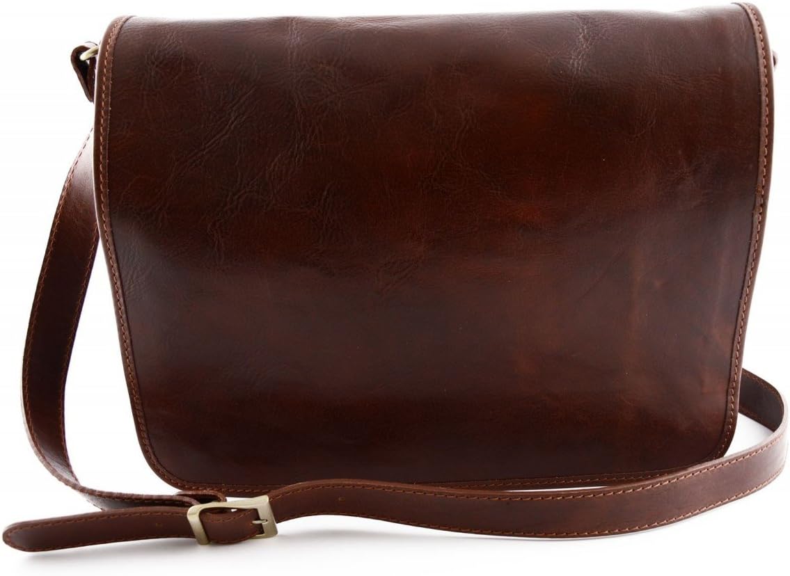 Amazon | Made In Italy Leather Messenger Bag Color Brown - Man Bag