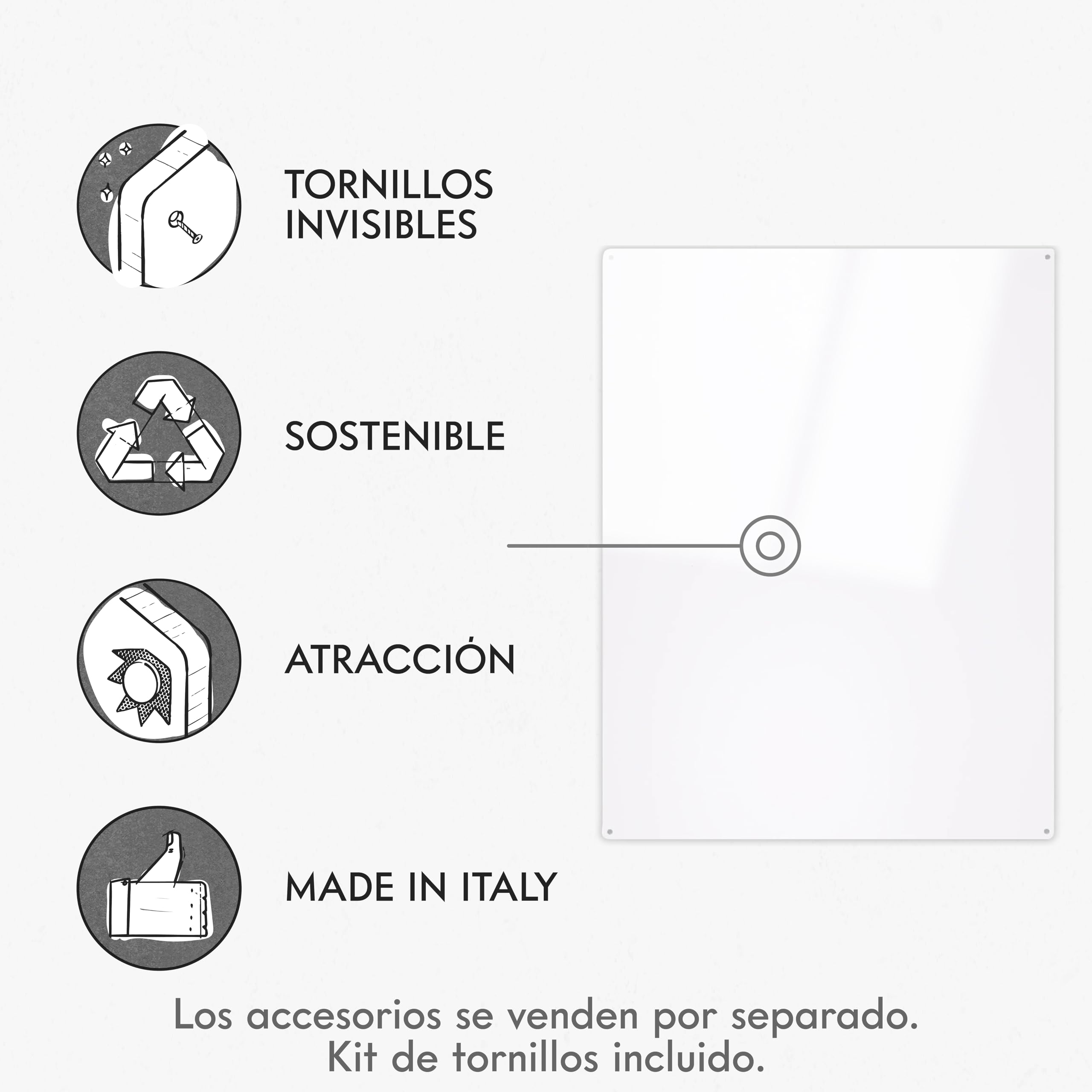 KalaMitica, Pizarra Magnética Blanca de Pared para Oficina, Escribible y Borrable, Tablero Imantado para Imanes, Blanco Brillante, 74x57 cm
