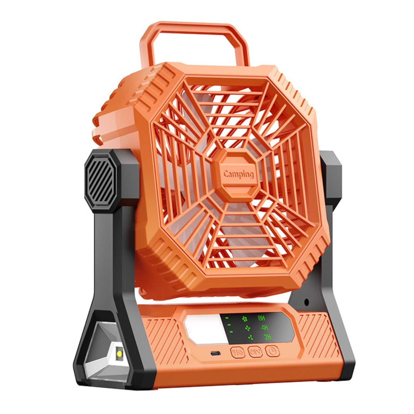 Sxhlseller Portable Rechargeable Camping Fan 10000mAh, 9 Inch Quiet Fan with 4 Speeds LED Light for Tent Outdoor Use - 4 Timing Settings