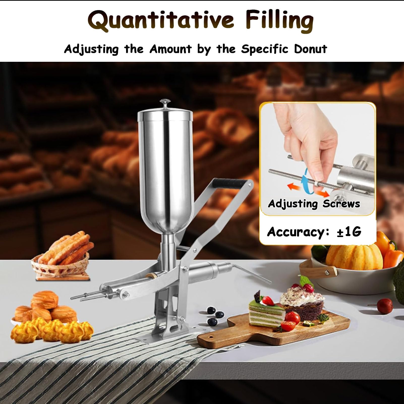 piudoiliy Latin Fruit Churro Jam Filling Machine Manual Cream Jam Operated Donuts Dessert Filler Filling Machine for Commercial — view 5
