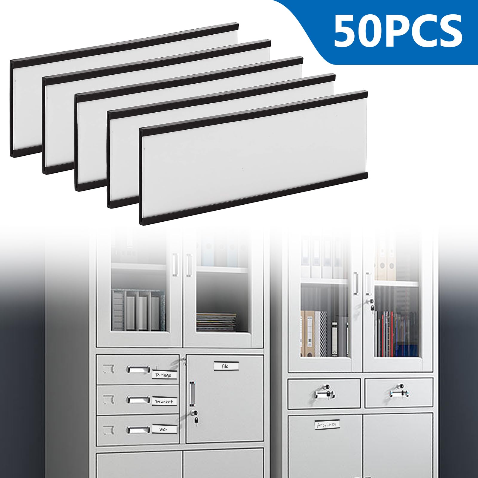 Lot De 50 Étiquettes Magnétiques, Porte-Étiquettes