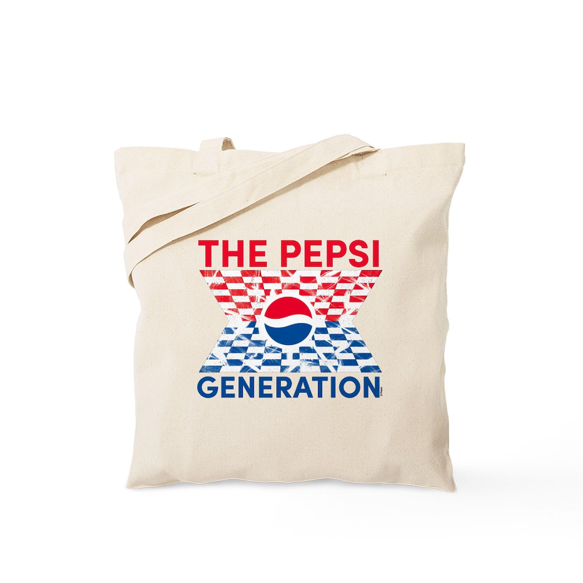 CafePress Pepsi Generation Checkered Tote Bag Reusable Natural Beige Canvas Shopping Bag
