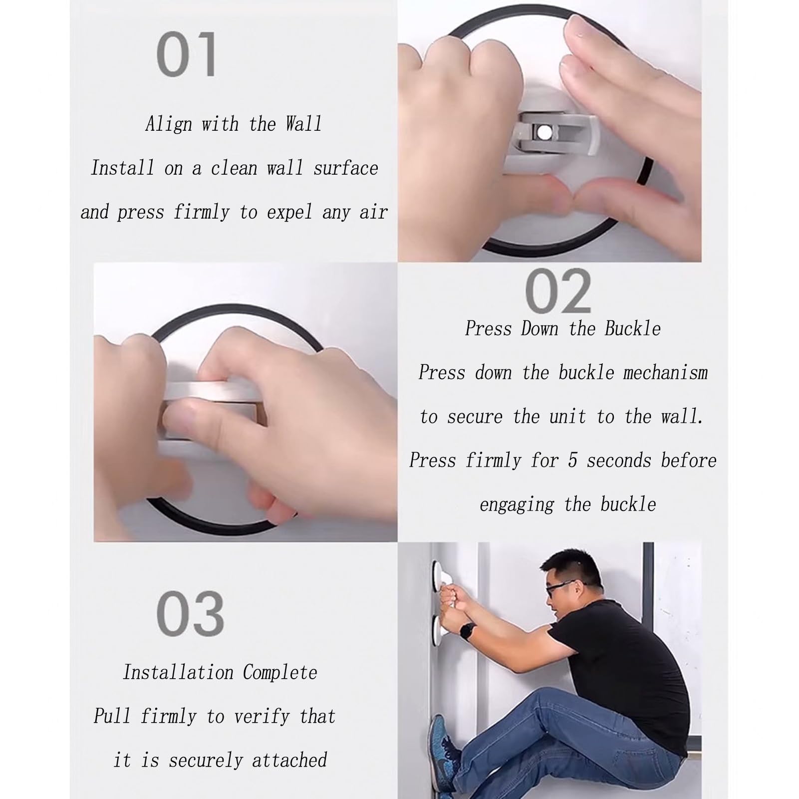 Barras de agarre antideslizantes con ventosa, adecuadas for baños, inodoros, bañeras y escaleras, ángulo ajustable(Black)