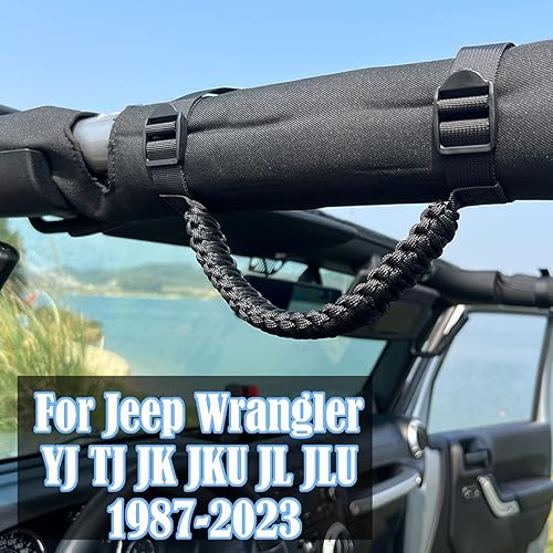 Miniatura 2 de Asas de agarre para Jeep, mango de agarre para Jeep, asas de agarre de barra antivuelco para Jeep Wrangler YJ TJ JK JKU JL JLU 1987-2021, cuerda de