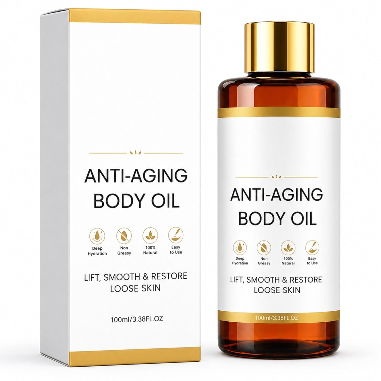 Anti-Aging Body Oil, Hydration & Firming Support, Lightweight Non-Greasy Formula, for Full Body
