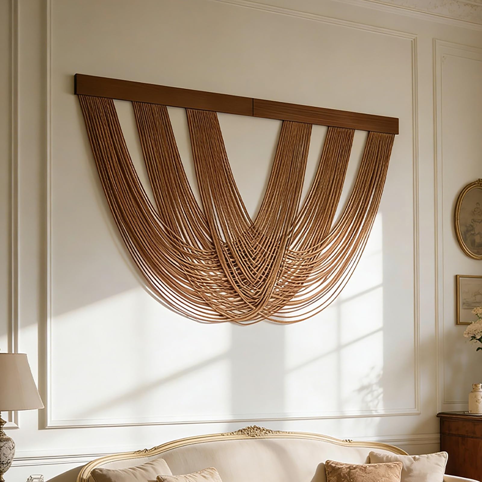 Genérico Gran Tapiz De Macramé, Tapiz Artesanal De Hilo. Decoración De Pared De Macramé para El Hogar, Decoración Boho para El Dormitorio Y El Salón,Blanca