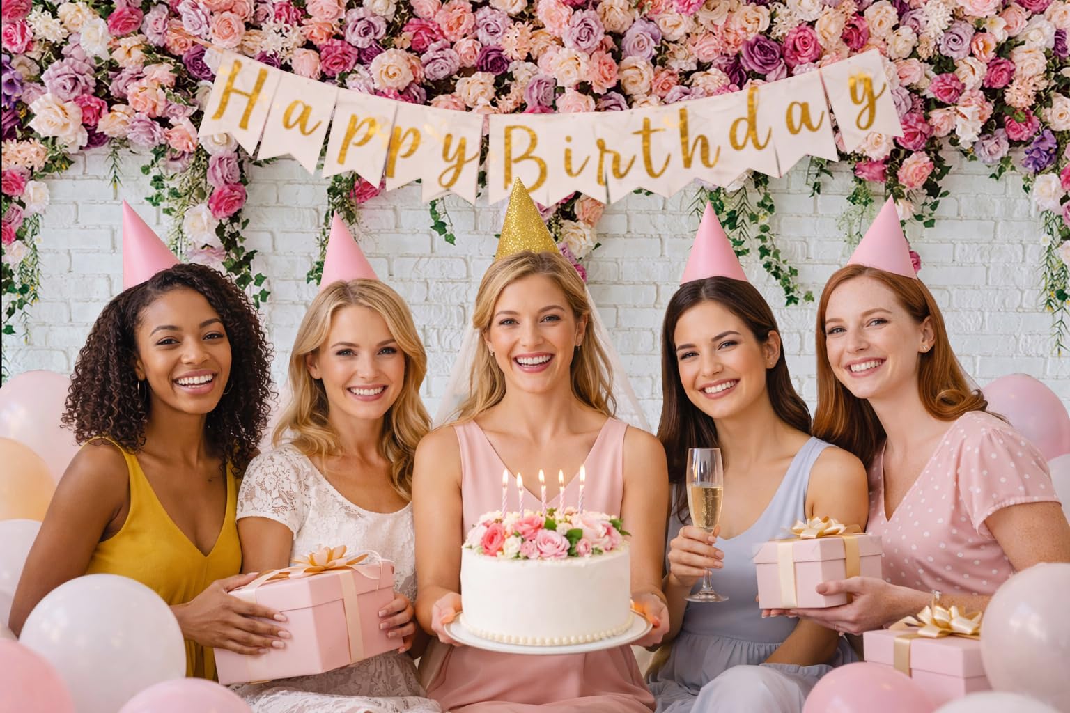 134 Fotohintergrund, 3x2.4 m, weiße Ziegelmauer, Blumen, Valentinstag, Hochzeit, Brautschmuck, Babyparty, Geburtstag, Party, Fotografie, Hintergrund, Dekoration, Fotokabine, Requisiten