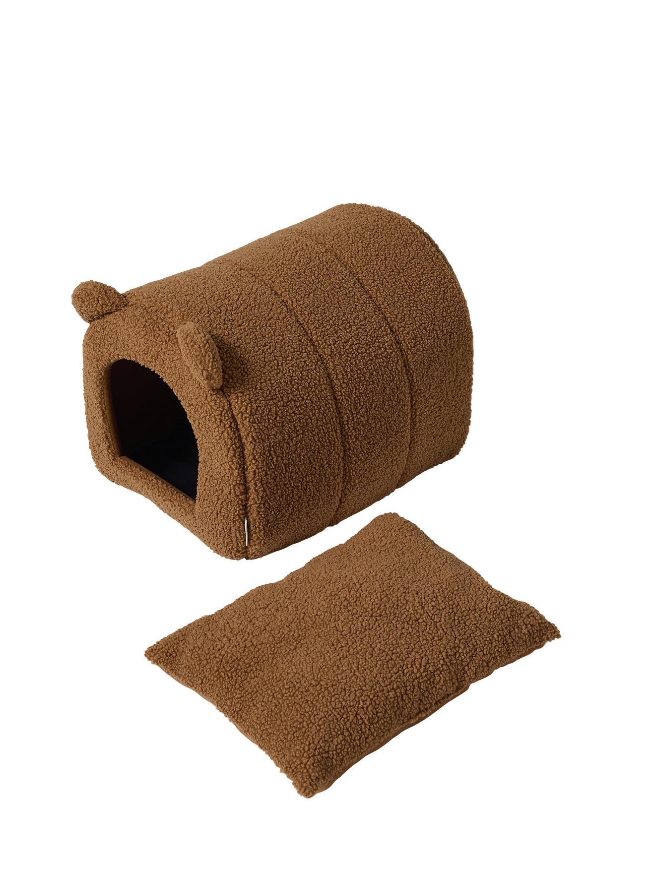 VERTBAUDET Panier Fermé pour Chat en Sherpa Antidérapant Camel TU