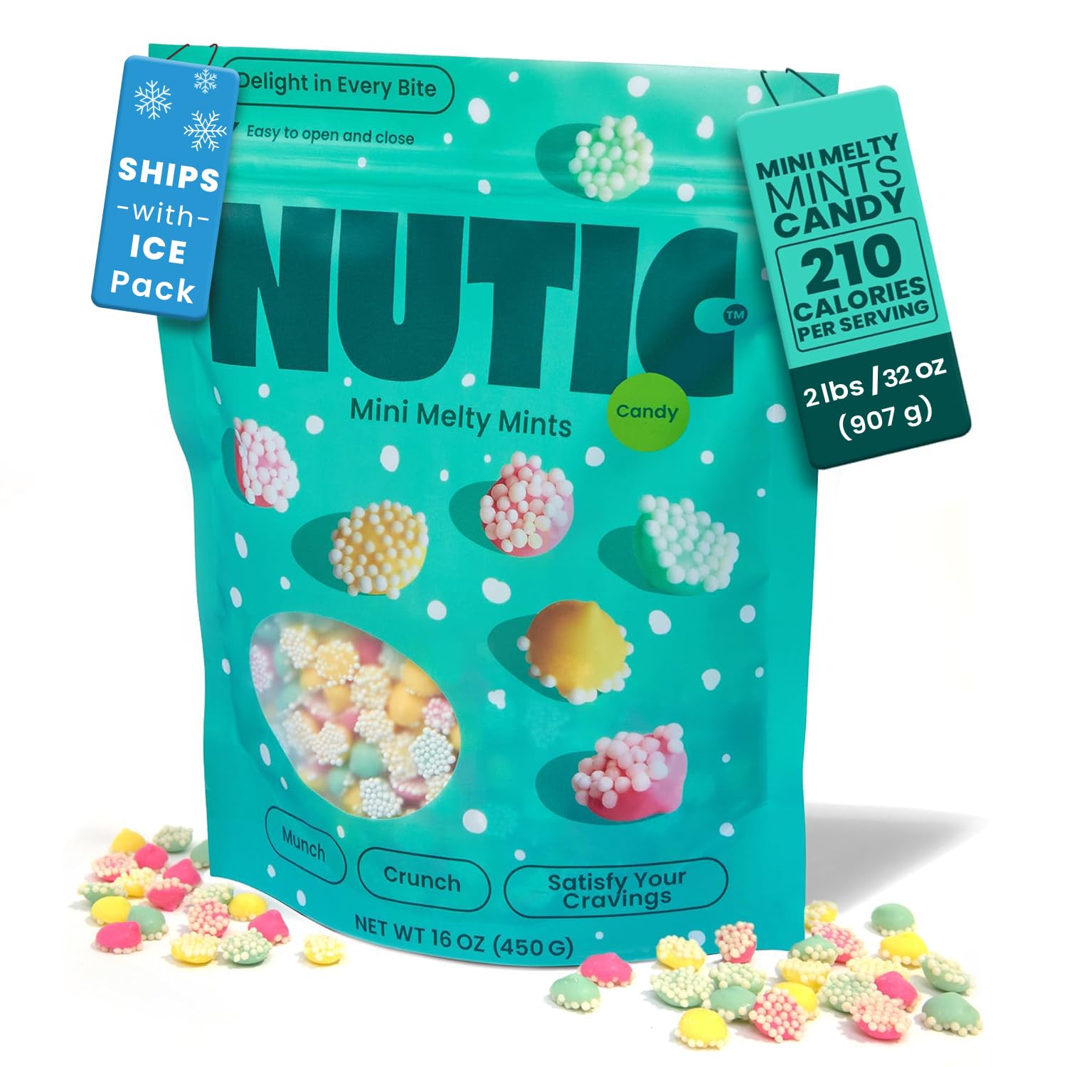 Mini Smooth and Melty Mints Nonpareils Candy - 2LB, Petite Pastel Mint Delights for Holidays & Birthdays, Dutch Mints, Mint Treats - Made in the USA - (Pack of 1)