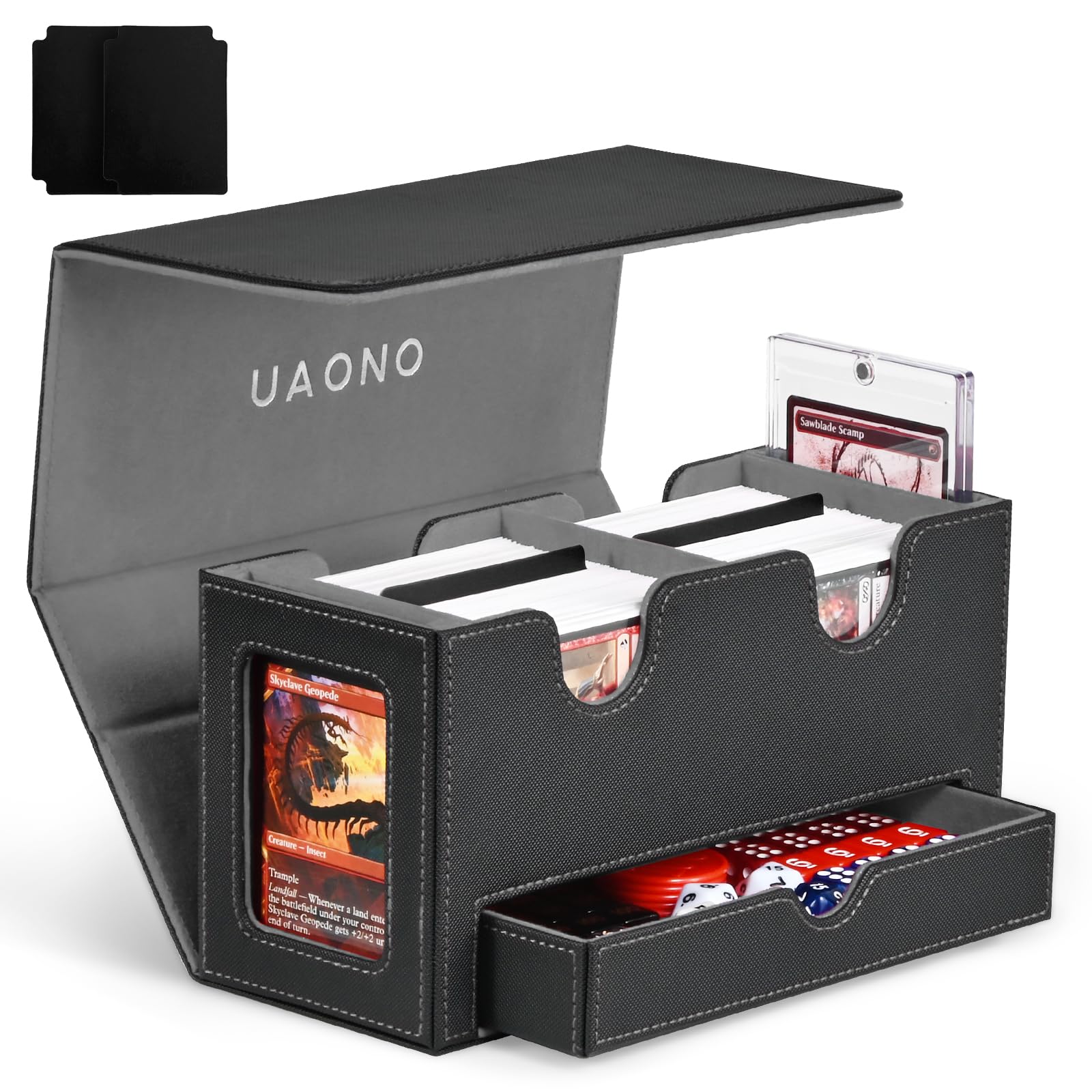 best deck boxes for double sleeved cards Amazon.com: Kabinka Card Deck Box for MTG Commander, Holds 400+ Double-Sleeved Cards, 5 IN 1 Detachable Card Case with Dice Tray, Fits Magic/TCG Cards, 4 Magnetic Card Holders & Dividers (Black Red) :