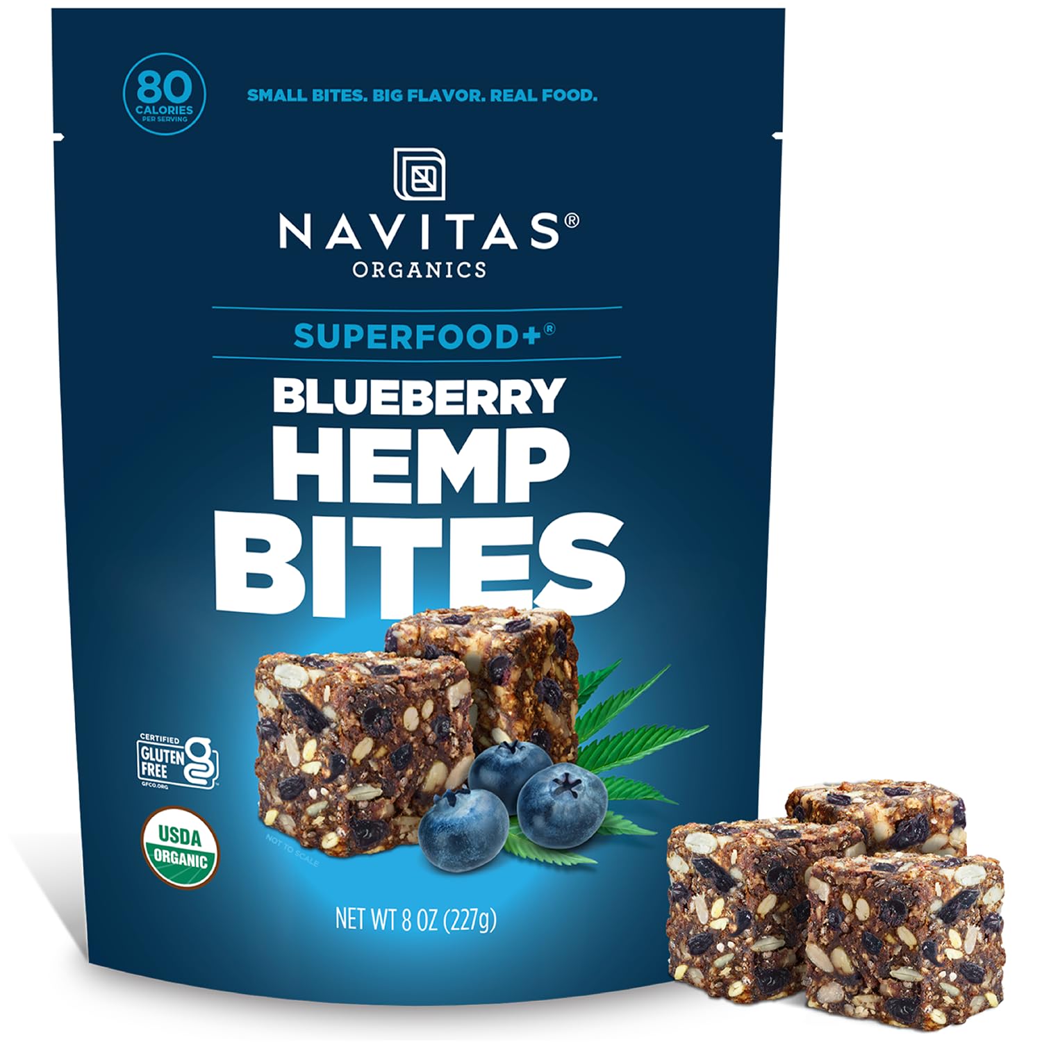 Navitas Organics Superfood Power Snacks, Blueberry Hemp, 8oz. Bag, 11 Servings - Organic, Non-GMO, Gluten-Free