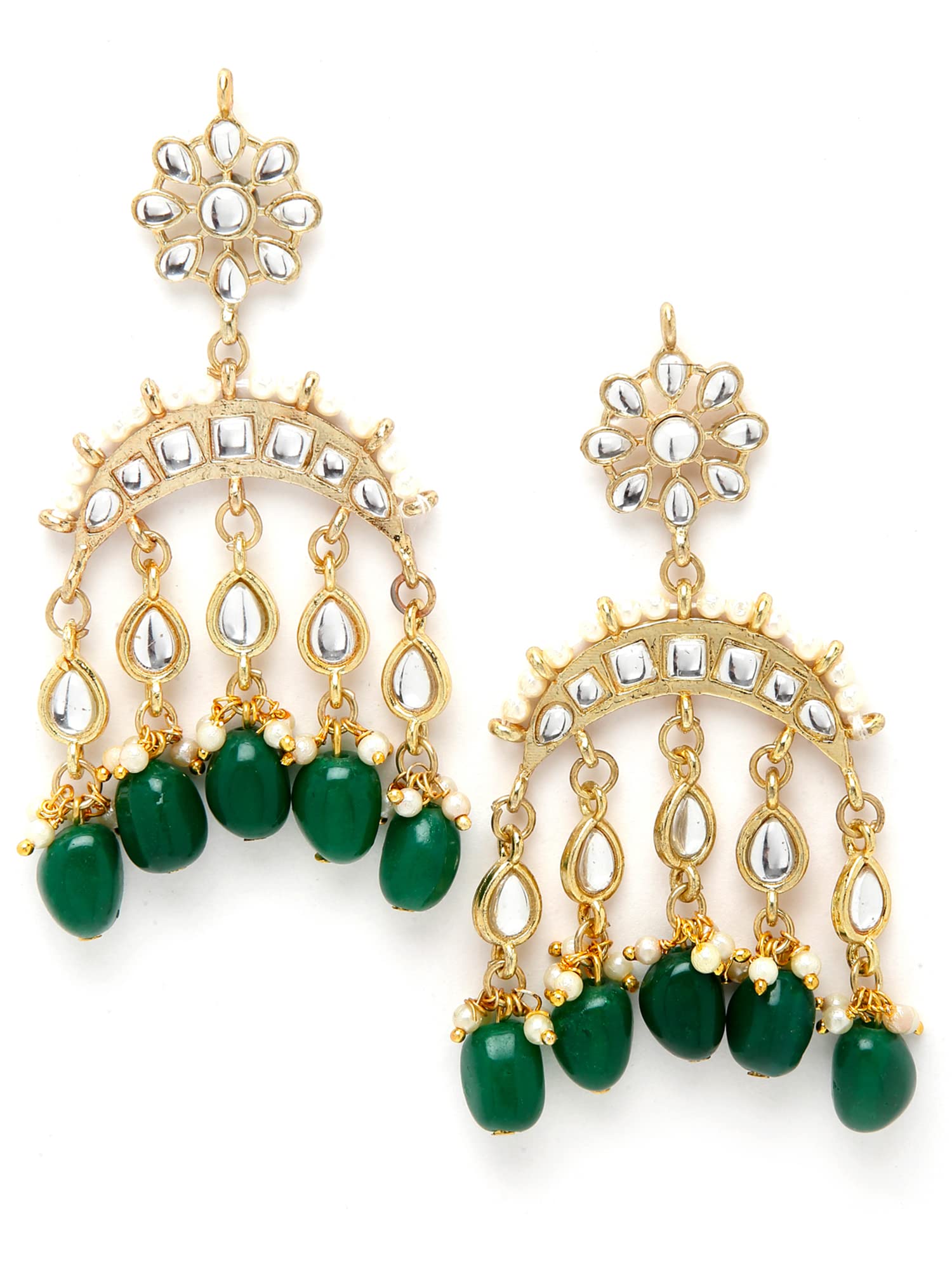 Karatcart Green Tumble Kundan Dangler Earrings for Women (B0B3X85FJX) Amazon Price History, Amazon Price Tracker