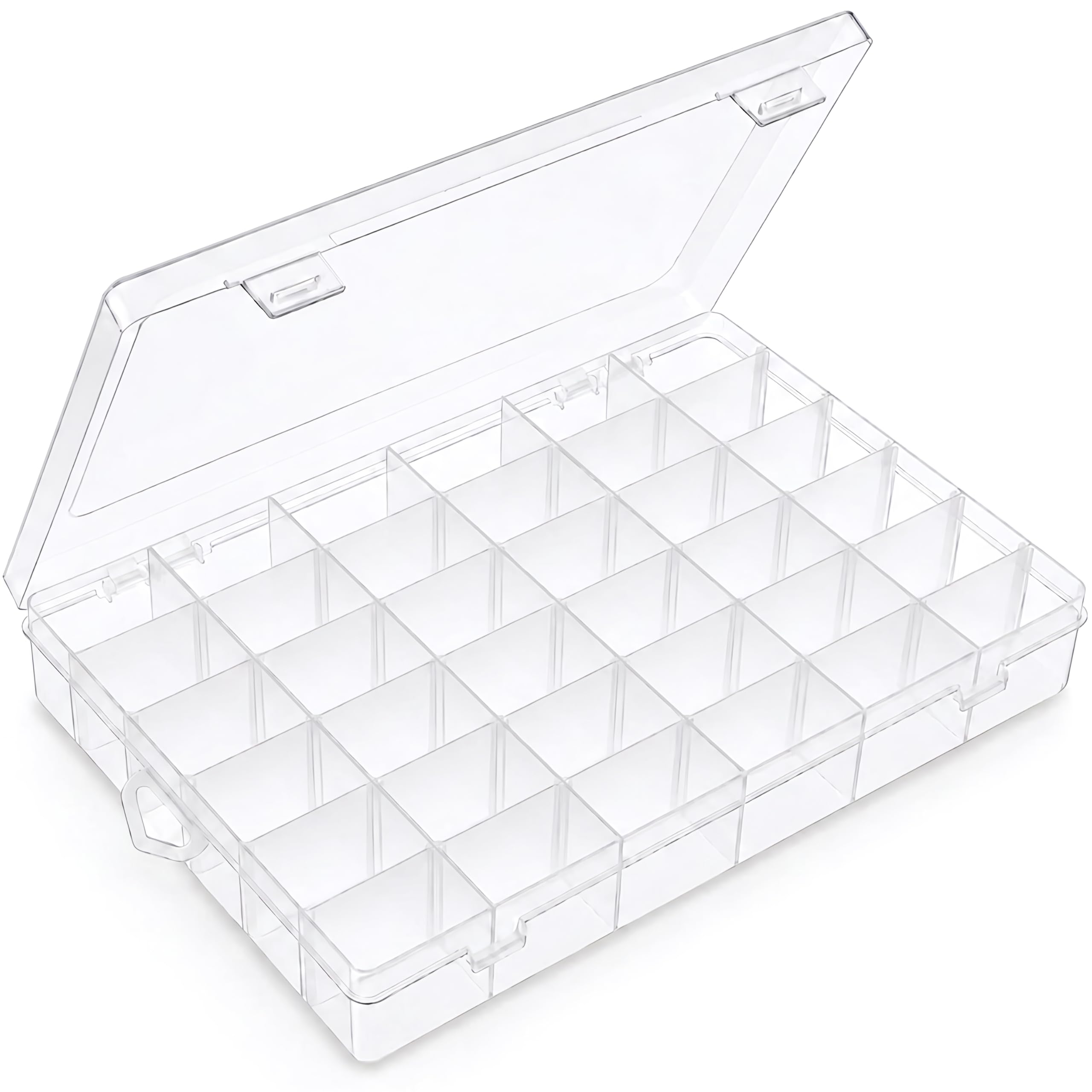 Photo 1 of ***BROKEN*** OUTUXED 36 Grids Clear Plastic Organizer Box with Adjustable Compartment Dividers Rock Collection Box for Bead, Nails, Jewelry, Art, DIY Crafts, Fishing Tackle, Small Items Organizers and Storage