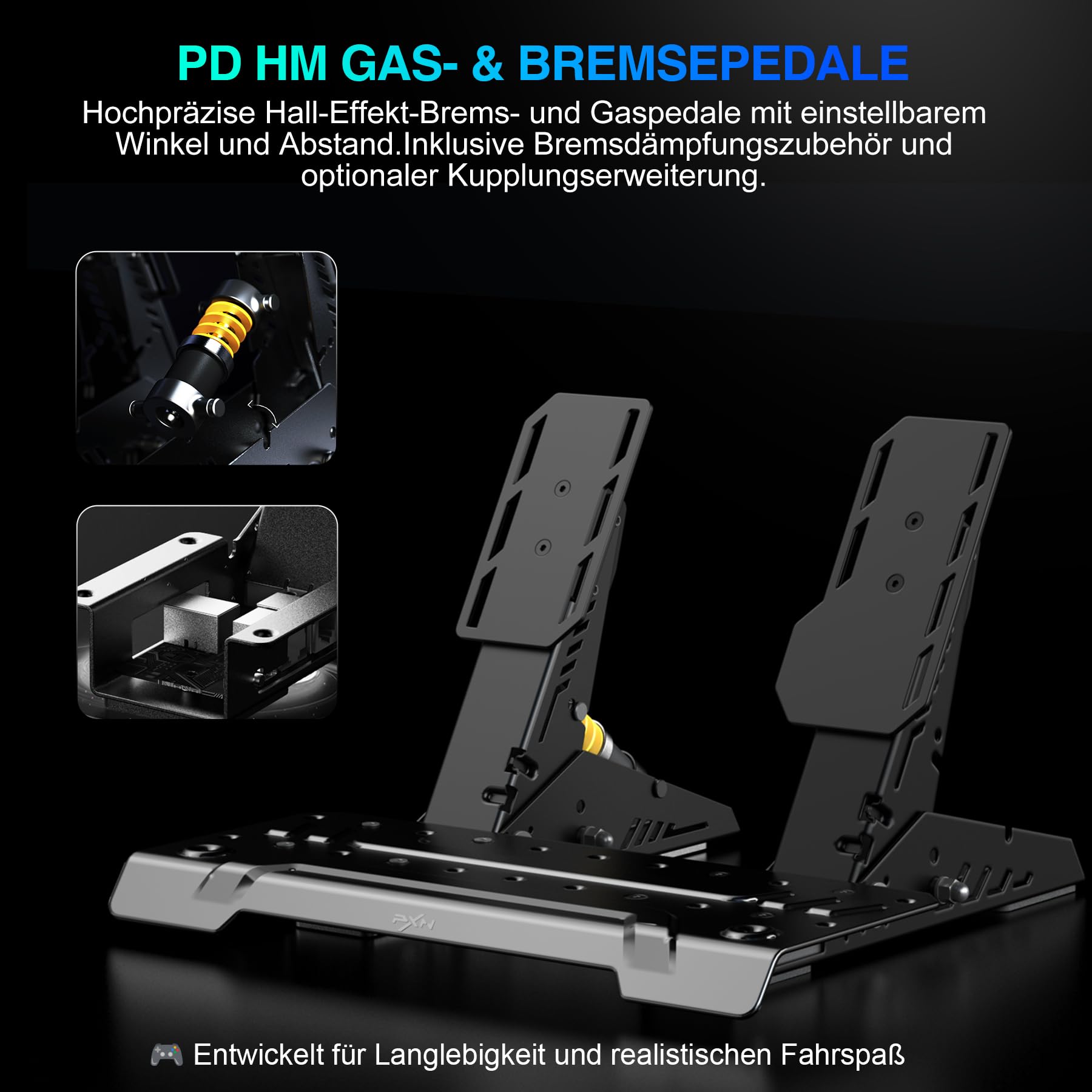 PXN VD4 Bundle Direct-Drive Gaming Lenkrad – 4 Nm Servo-Motor Basis, W AS Rennlenkrad, PD HM Bremse & Gaspedale, Tischklemme – Lenkrad kompatibel mit Windows-PC