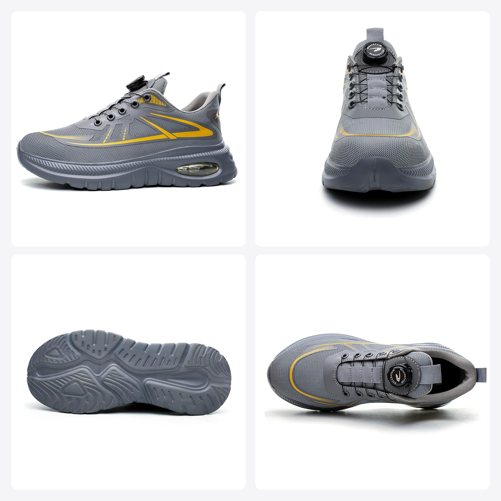 USOR Scarpe da ginnastica antinfortunistiche da uomo e da donna, con puntale in acciaio, con fibbia girevole, senza lacci, comode, leggere, con fibbia girevole, antiscivolo, scarpe da lavoro con