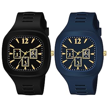 NEO VICTORY Square Dial Black Blue Grey White Analog Watches