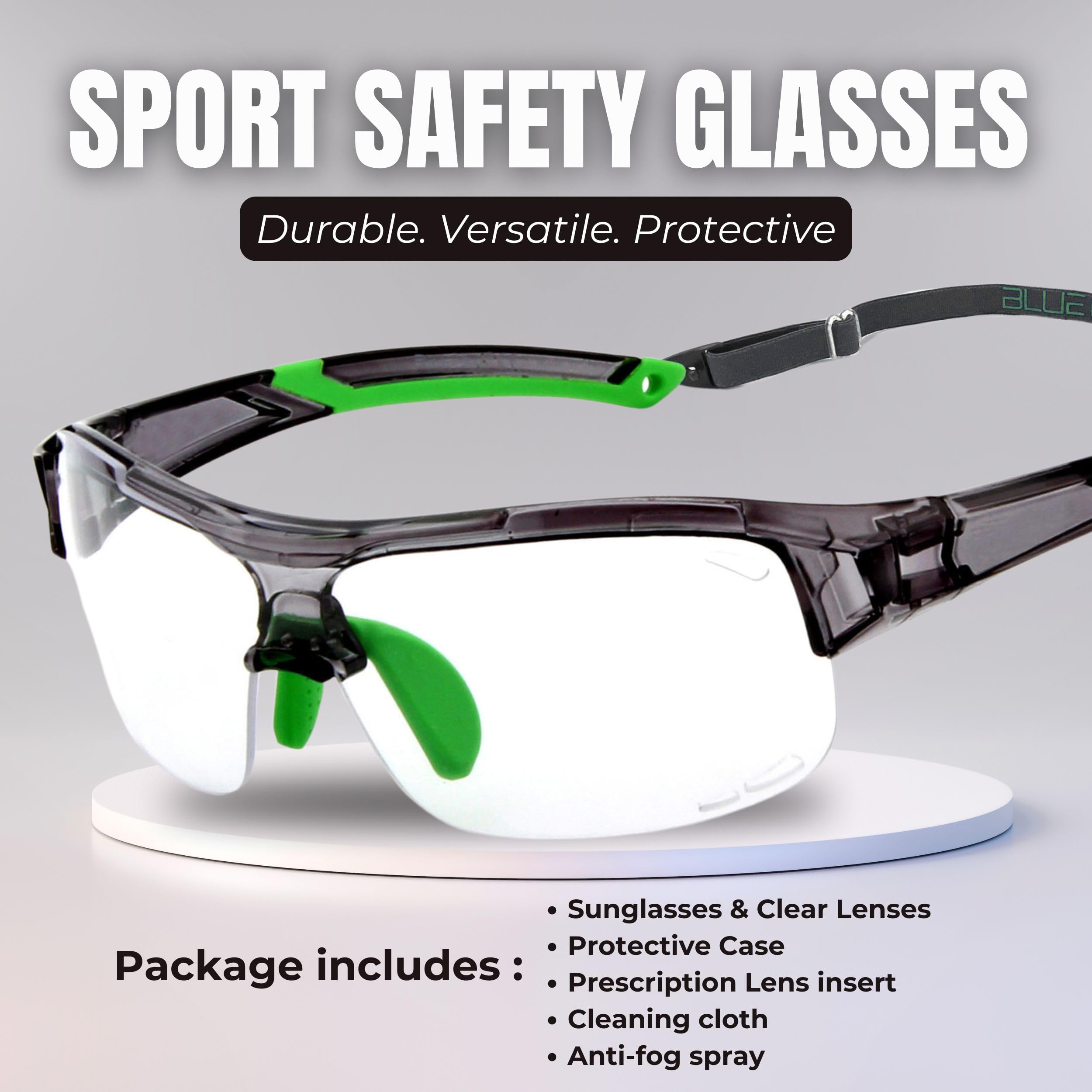 BLUE CUT Sportschutzbrille, Anti-Beschlag-Gläser, Sicherheitsbrille für Basketball, Pickleball und alle Outdoor-Sportarten